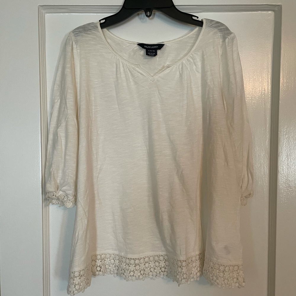 White Ralph Lauren 3/4 length sleeve top